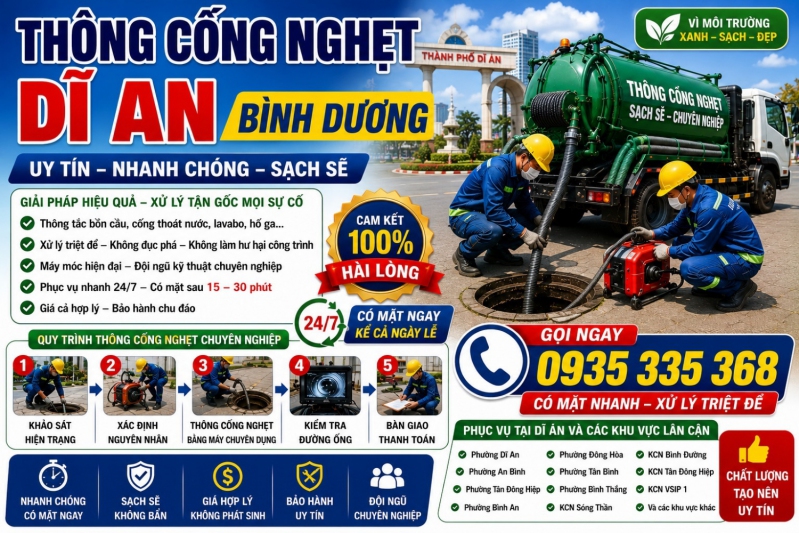 Thông Cống Nghẹt Dĩ An Bình Dương